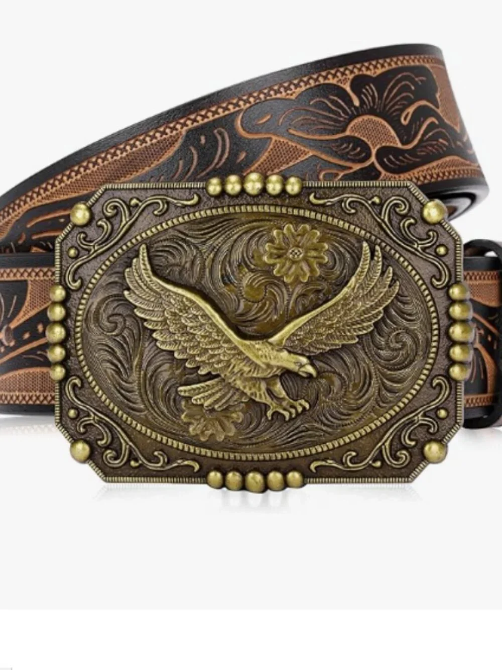 Men's Western Embossed Leather Belt